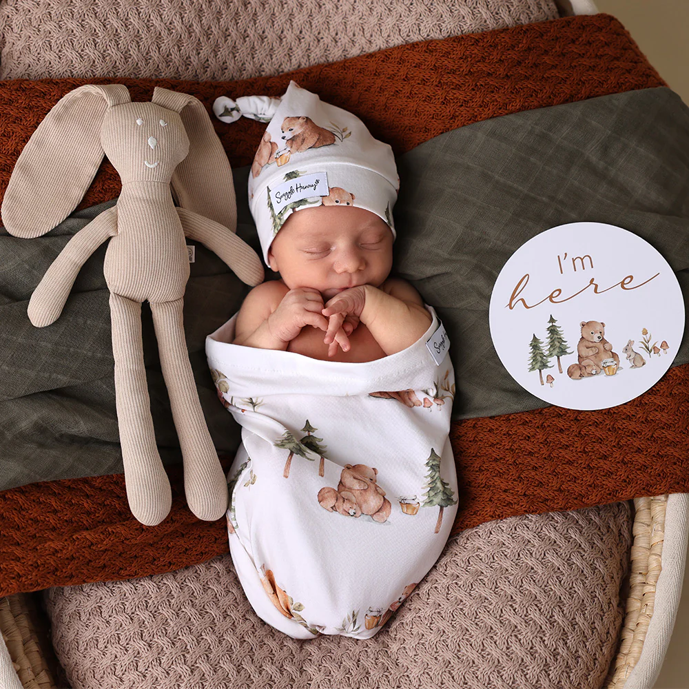 Bears Organic Snuggle Swaddle & Beanie Set - Image 4