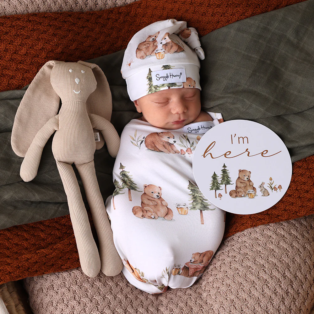 Bears Organic Snuggle Swaddle & Beanie Set - Image 5