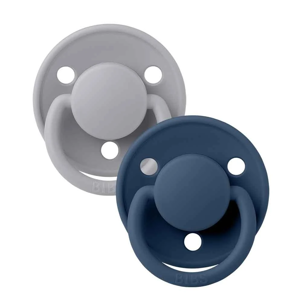 BIBS De Lux Silicone Dummy 2 Pack - Cloud/ Steel Blue - Image 2