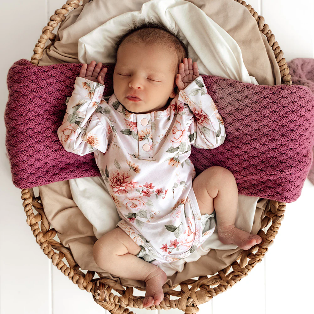 Birds & Blooms Long Sleeve Organic Bodysuit with Frill - Image 4