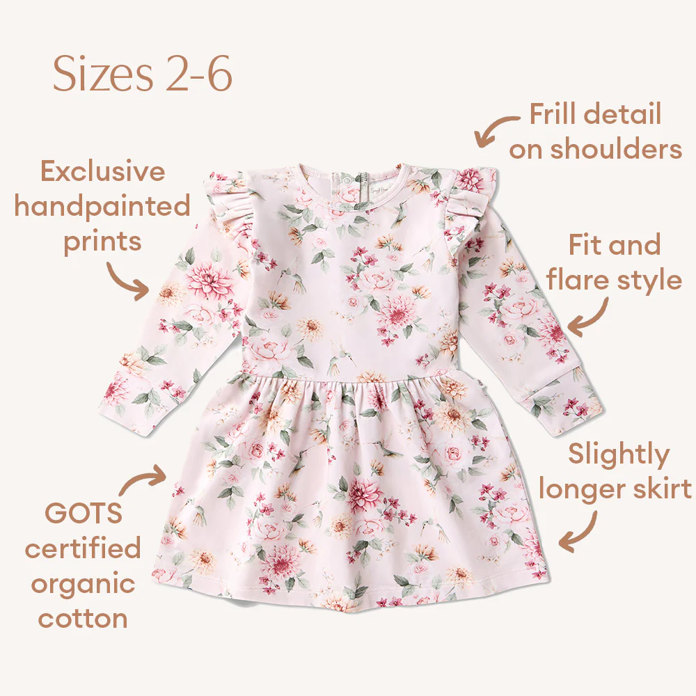 Birds & Blooms Long Sleeve Organic Dress - Image 11