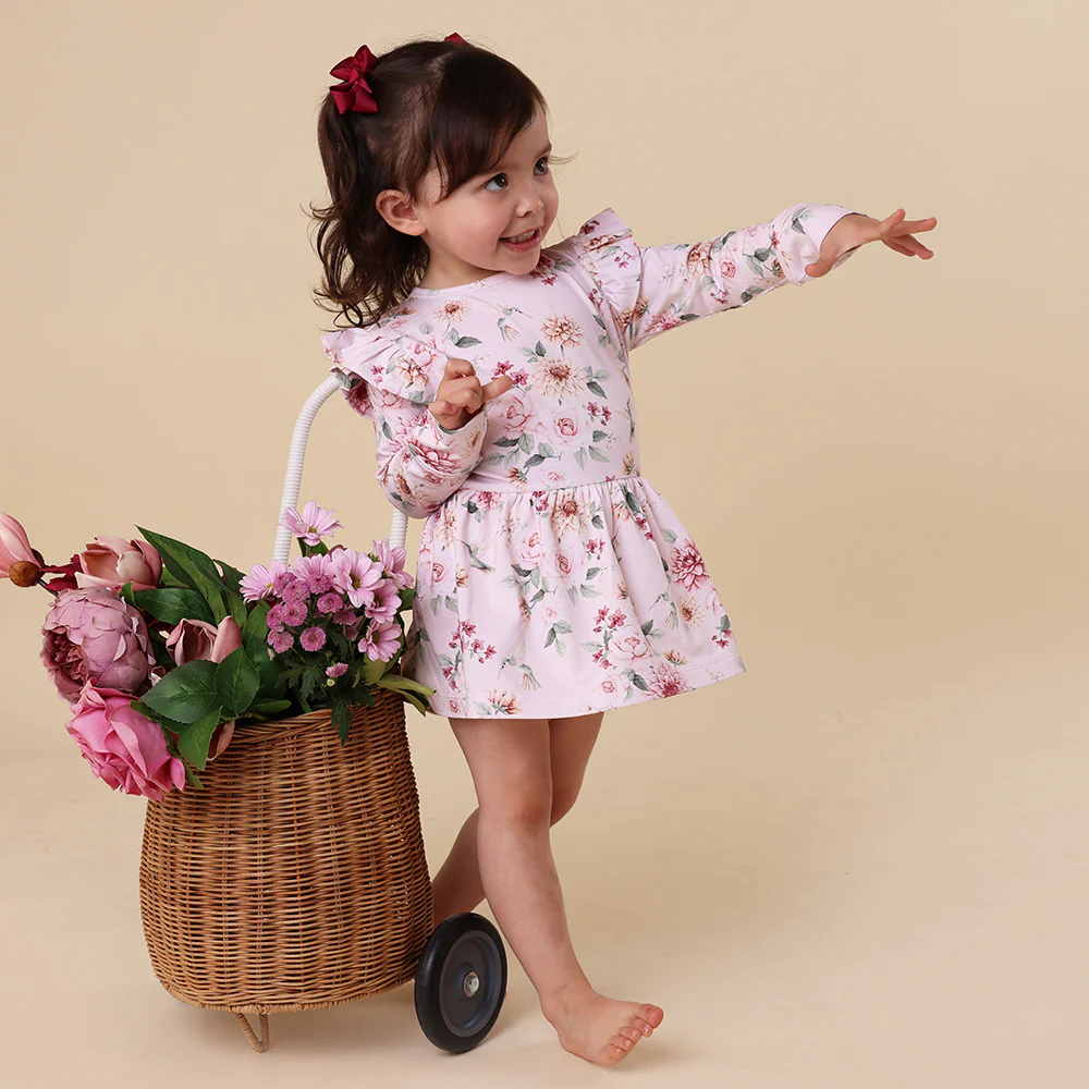 Birds & Blooms Long Sleeve Organic Dress - Image 6