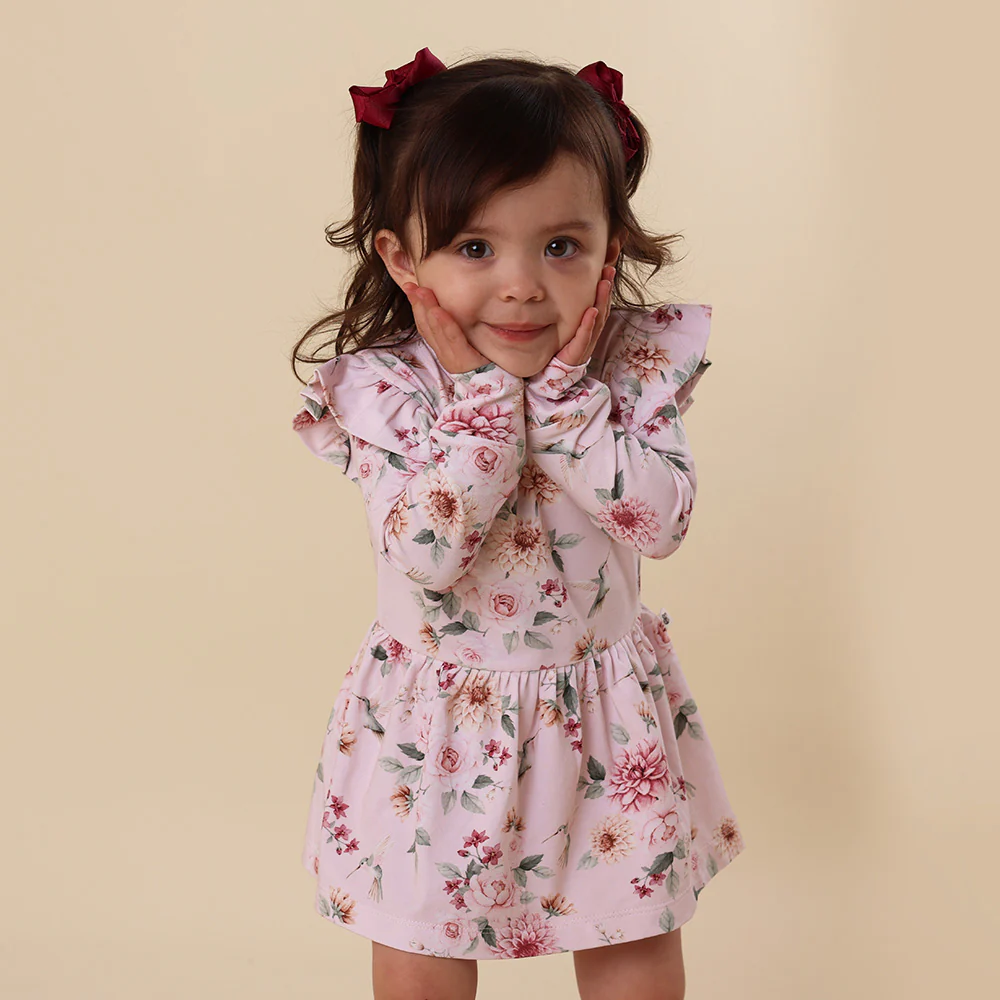 Birds & Blooms Long Sleeve Organic Dress - Image 8