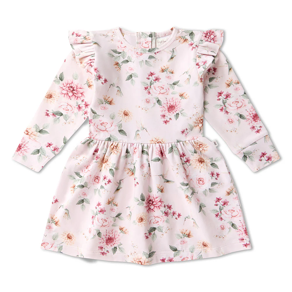 Birds & Blooms Long Sleeve Organic Dress - Image 9