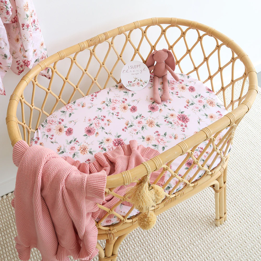 Birds & Blooms Organic Bassinet Sheet / Change Pad Cover