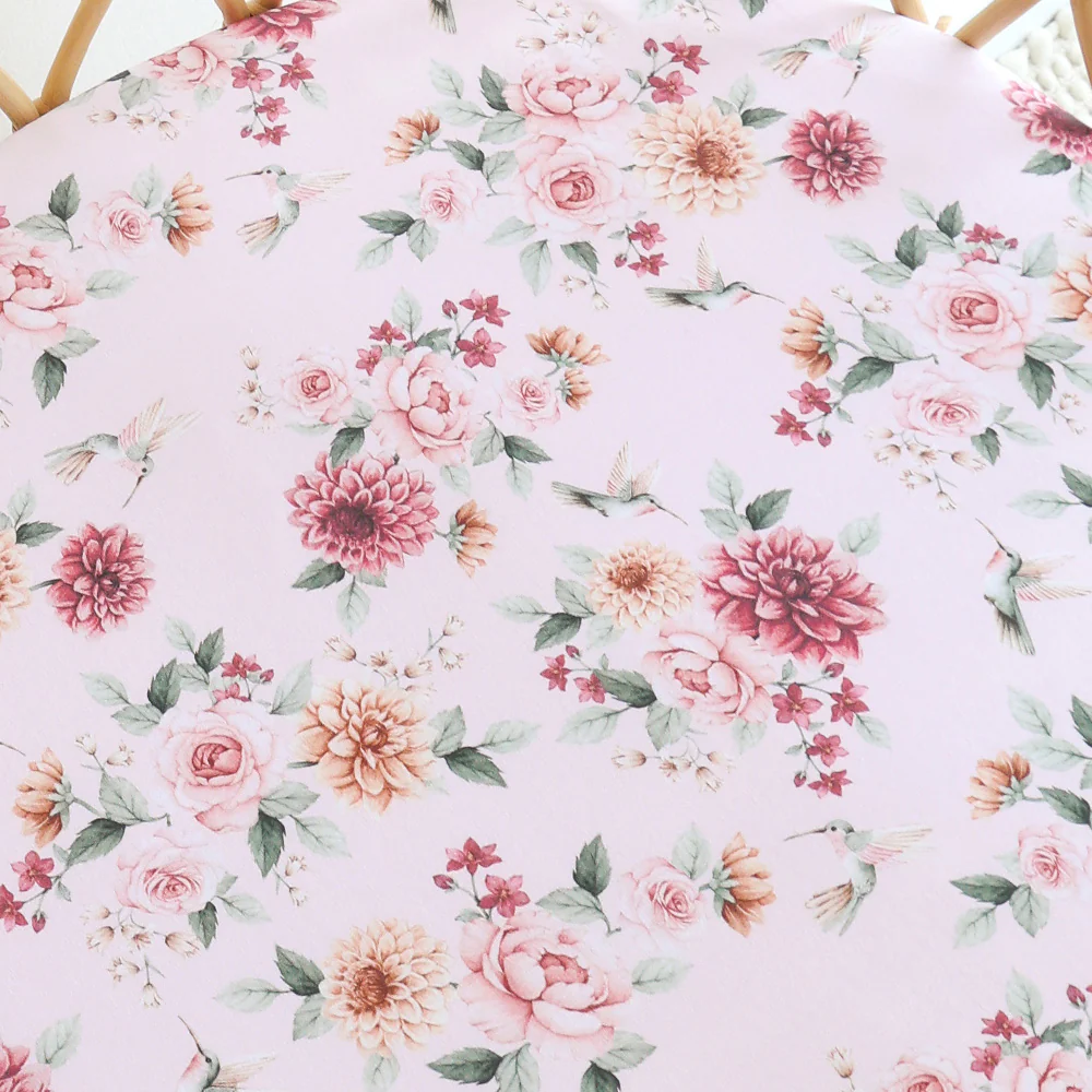 Birds & Blooms Organic Bassinet Sheet / Change Pad Cover - Image 2