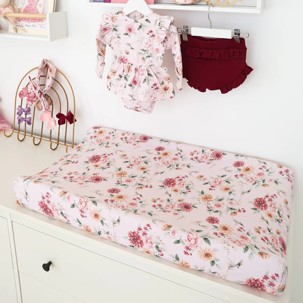 Birds & Blooms Organic Bassinet Sheet / Change Pad Cover - Image 3