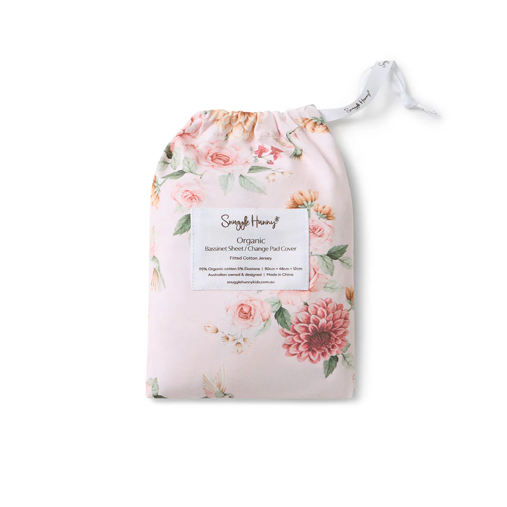 Birds & Blooms Organic Bassinet Sheet / Change Pad Cover - Image 5