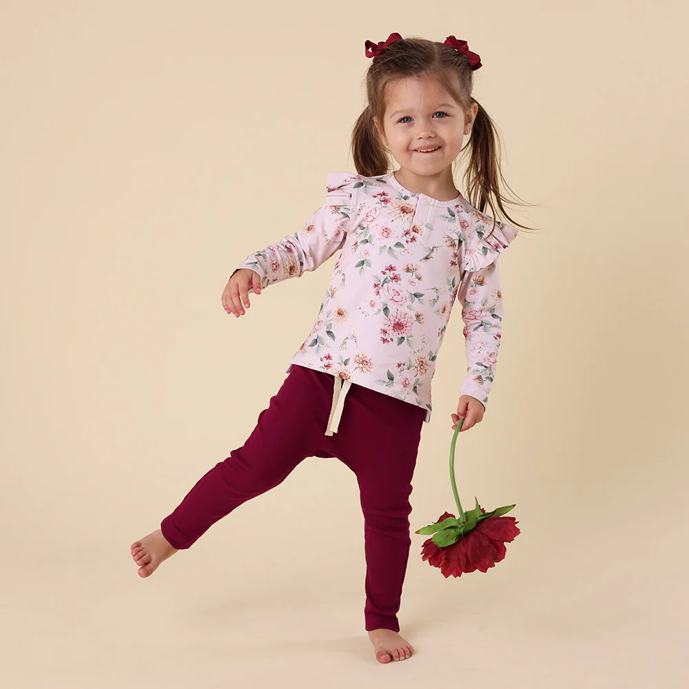 Birds & Blooms Organic Long Sleeve Top with Frill - Image 10