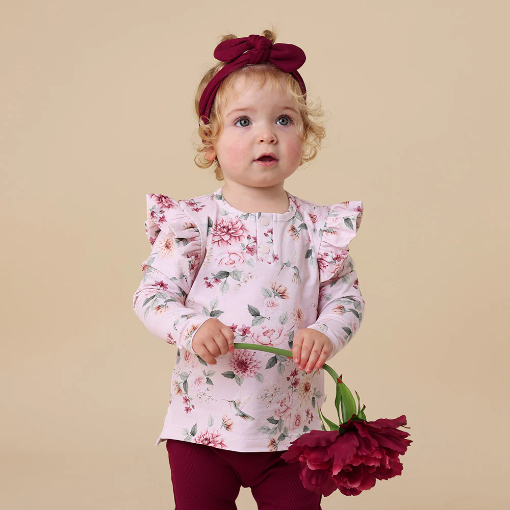 Birds & Blooms Organic Long Sleeve Top with Frill - Image 11