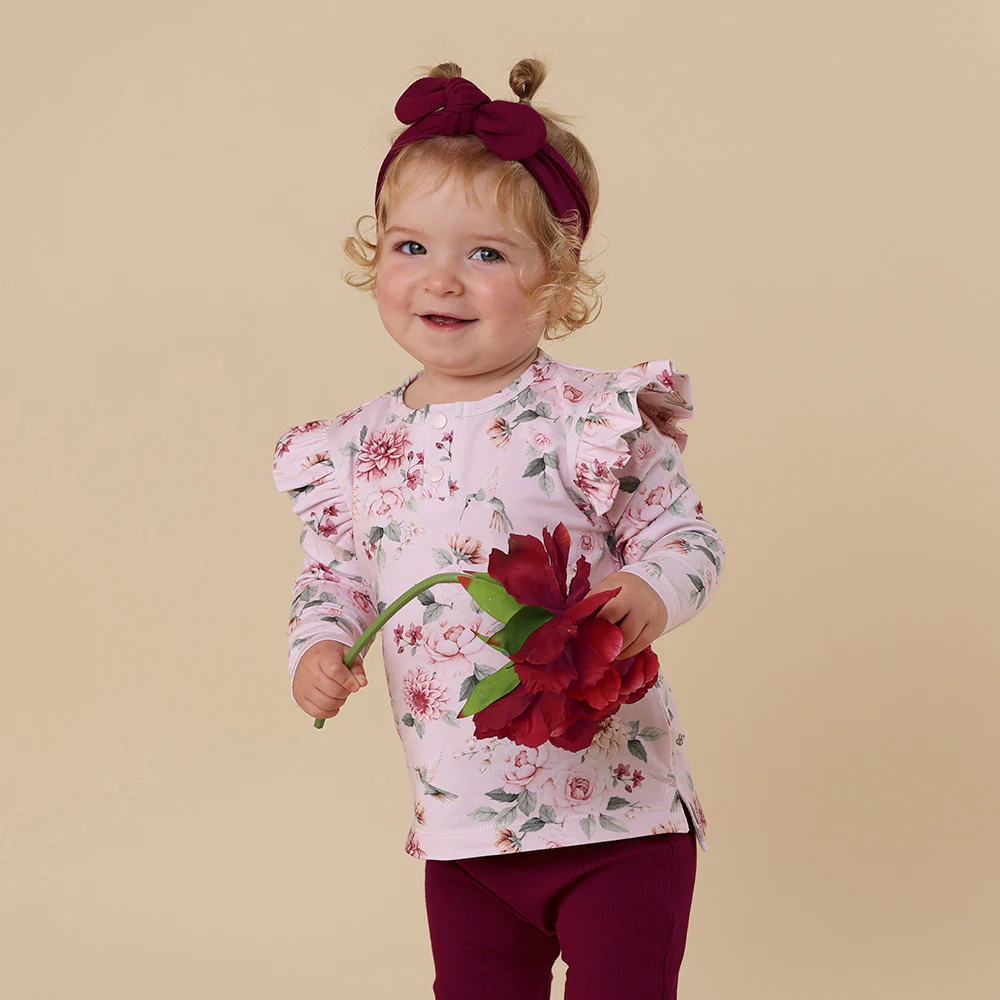Birds & Blooms Organic Long Sleeve Top with Frill - Image 12