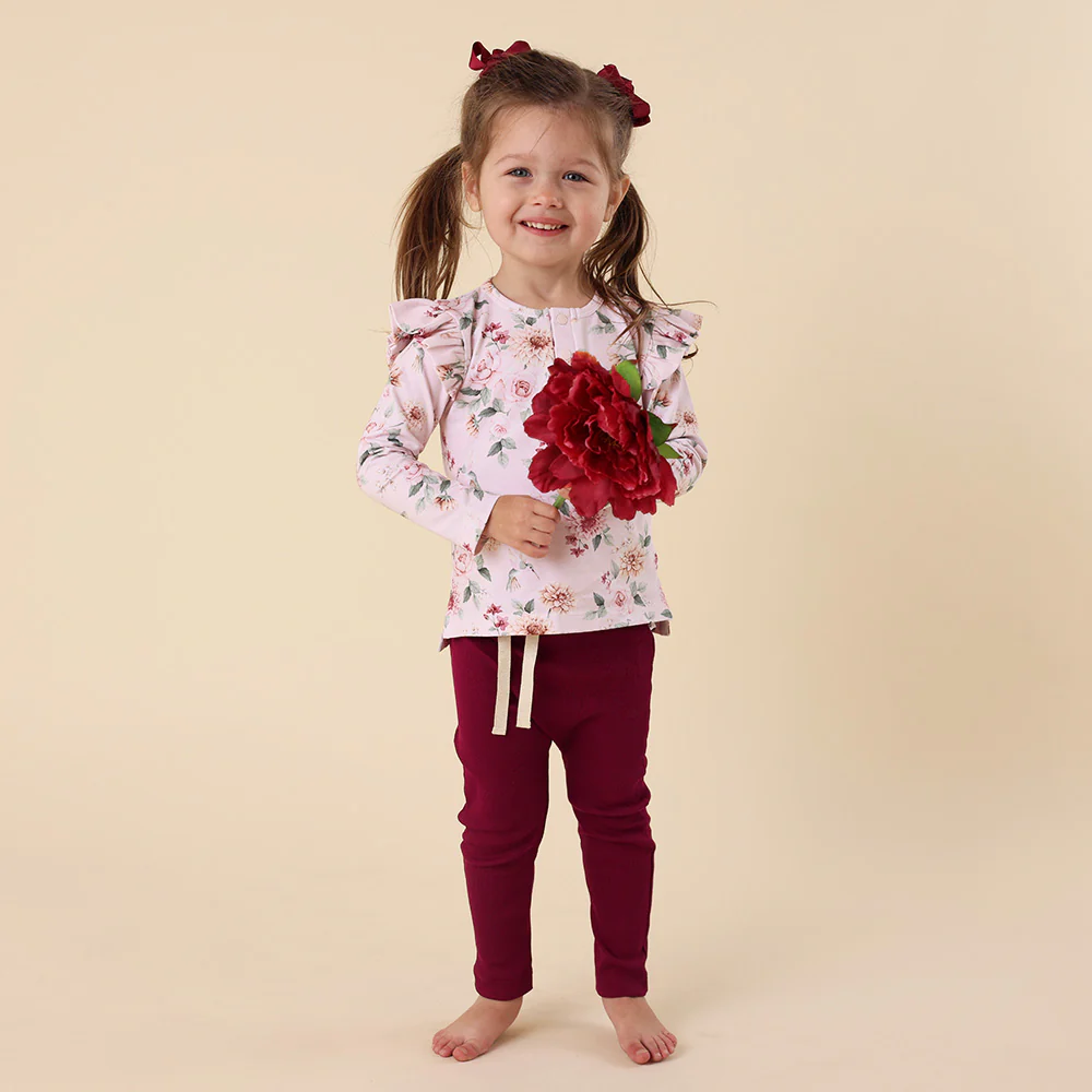Birds & Blooms Organic Long Sleeve Top with Frill - Image 14