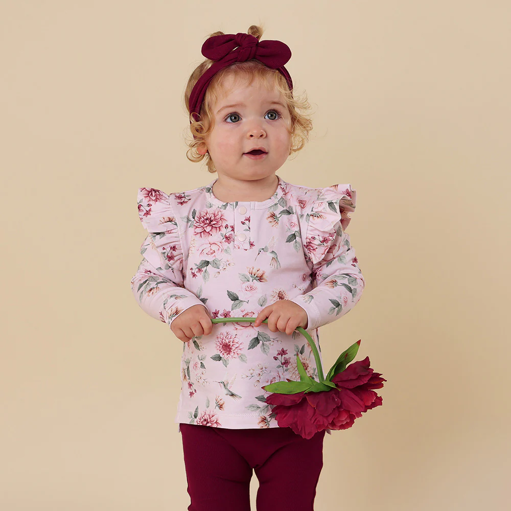 Birds & Blooms Organic Long Sleeve Top with Frill - Image 15