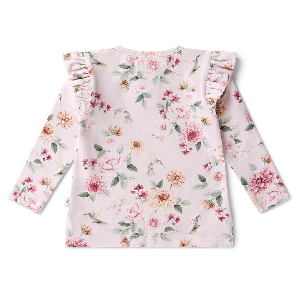 Birds & Blooms Organic Long Sleeve Top with Frill - Image 16