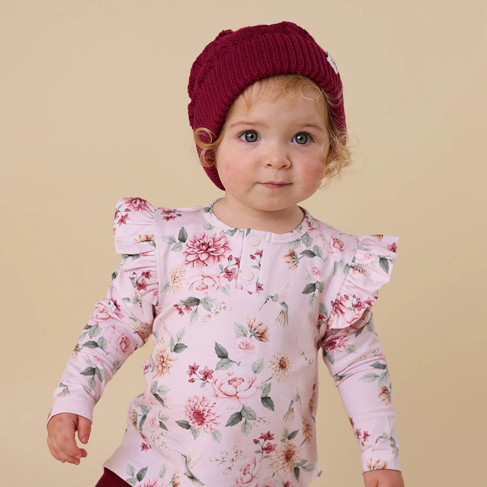 Birds & Blooms Organic Long Sleeve Top with Frill - Image 3