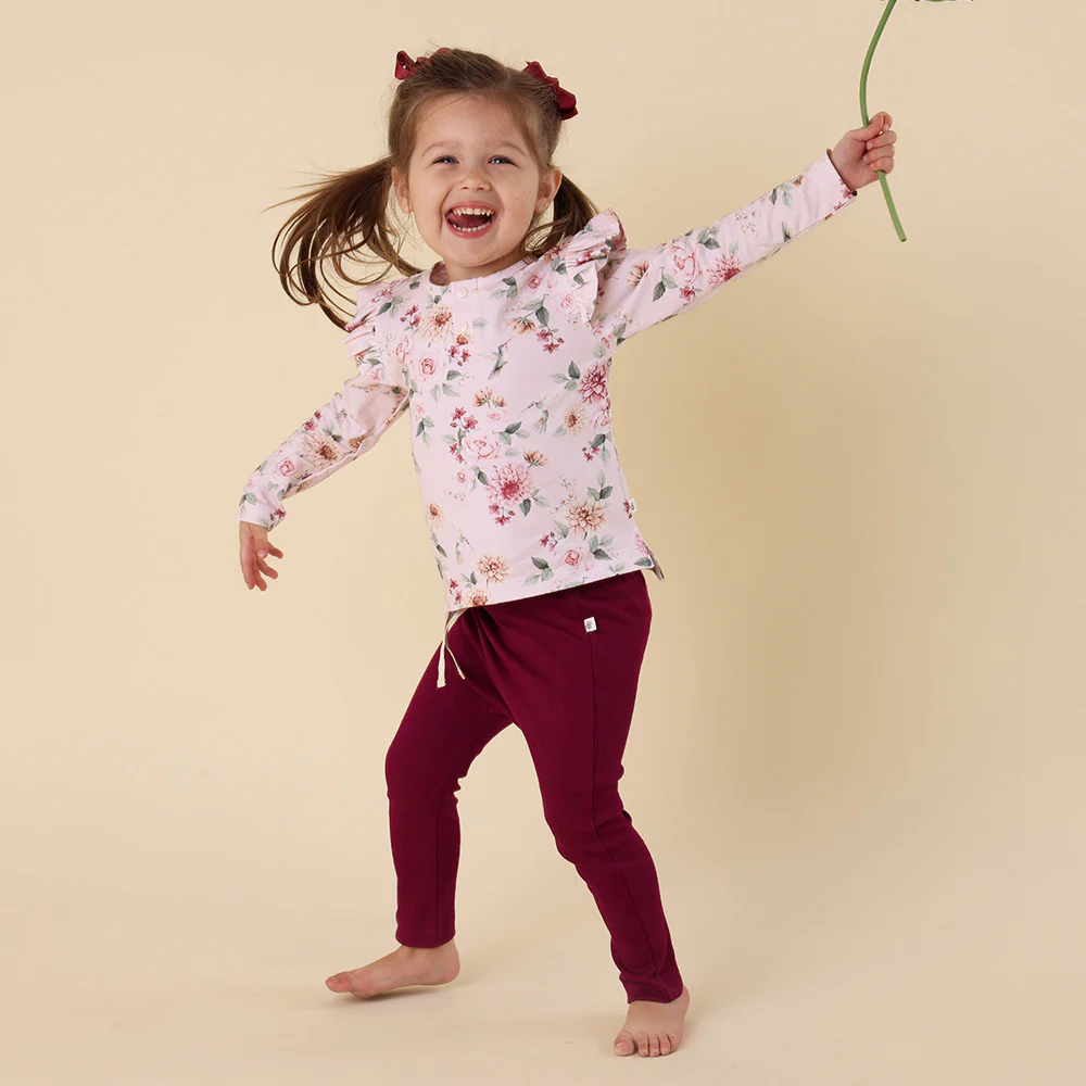 Birds & Blooms Organic Long Sleeve Top with Frill - Image 8