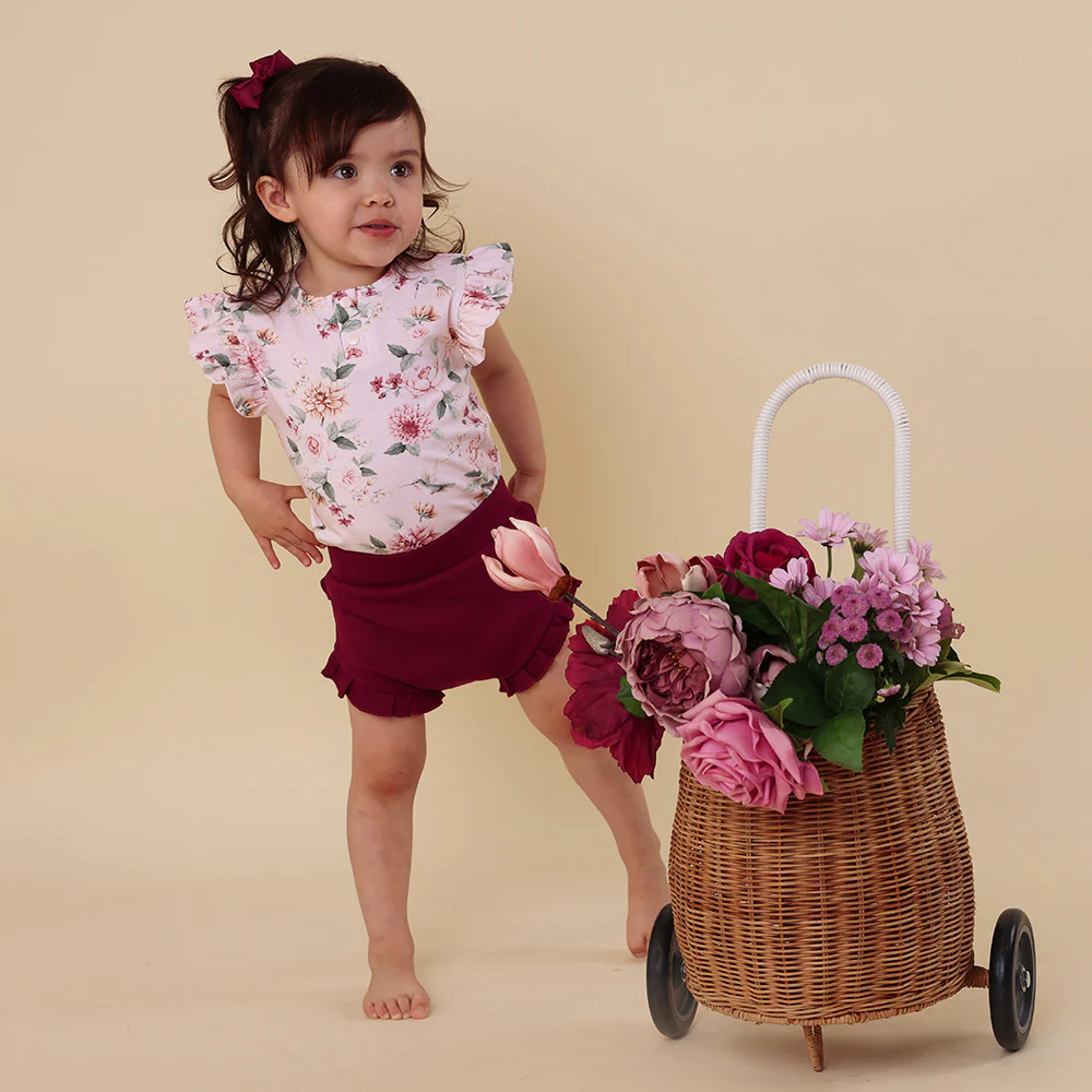 Birds & Blooms Organic Short Sleeve Top with Frill - Image 4