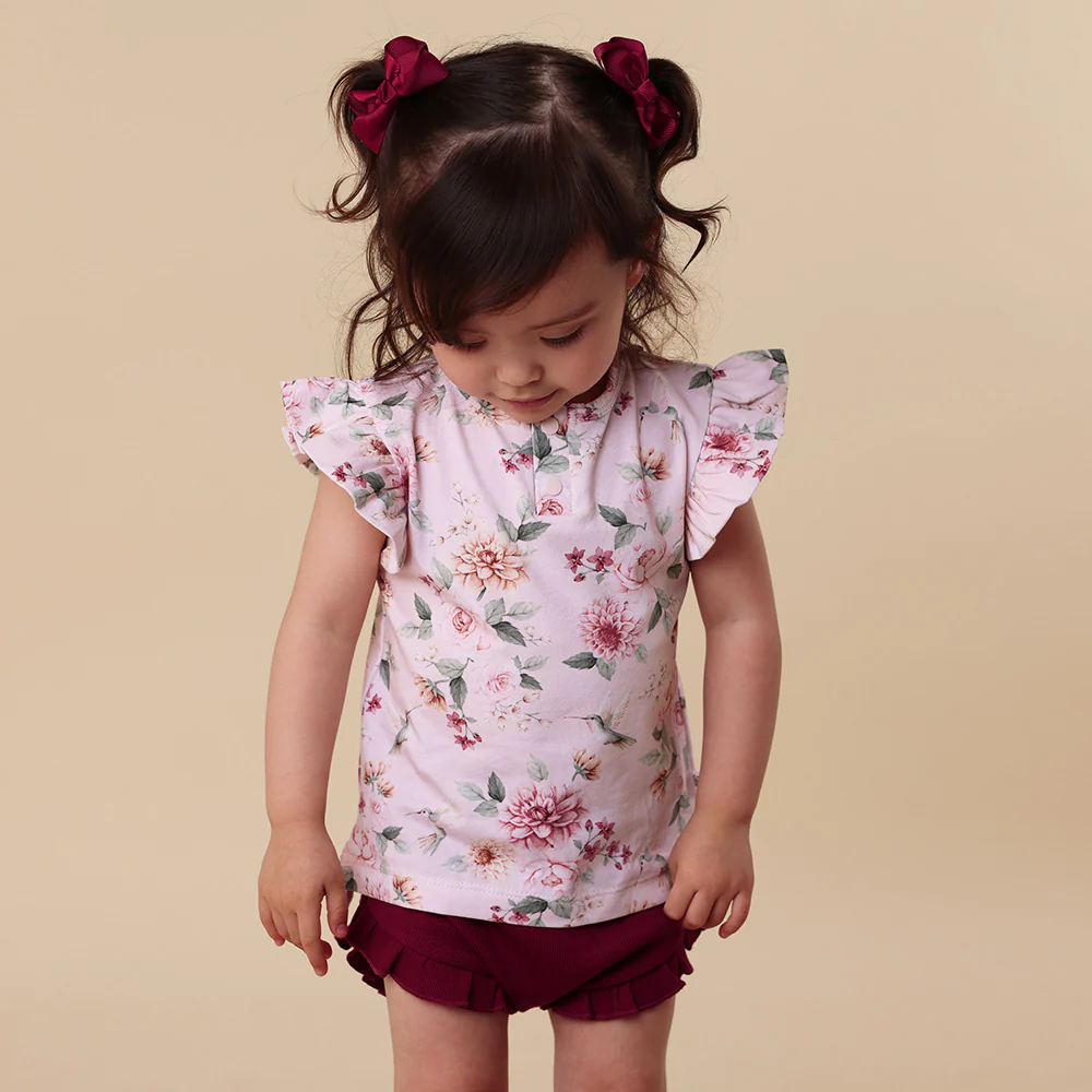 Birds & Blooms Organic Short Sleeve Top with Frill - Image 6