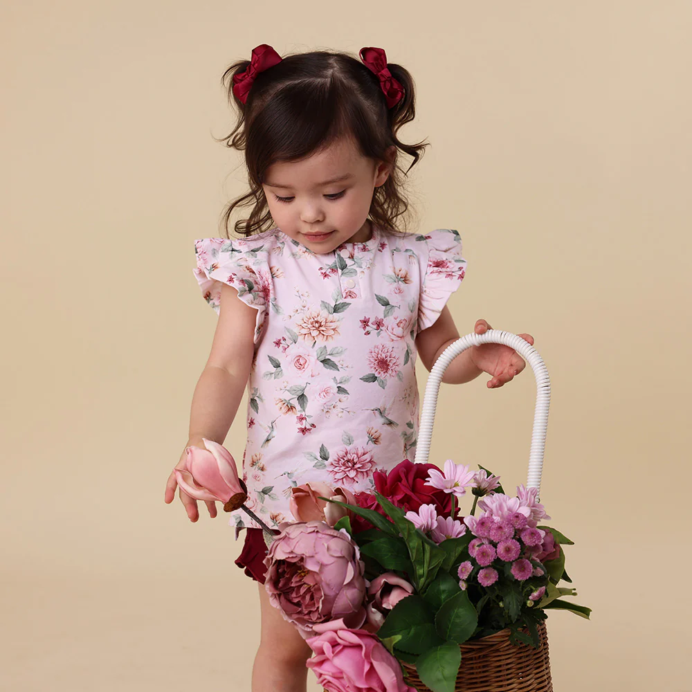 Birds & Blooms Organic Short Sleeve Top with Frill - Image 7