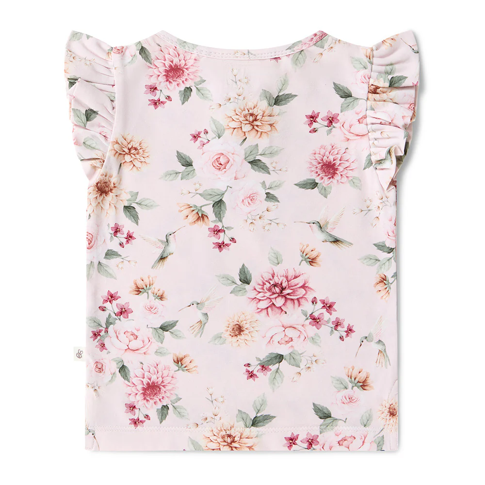Birds & Blooms Organic Short Sleeve Top with Frill - Image 9