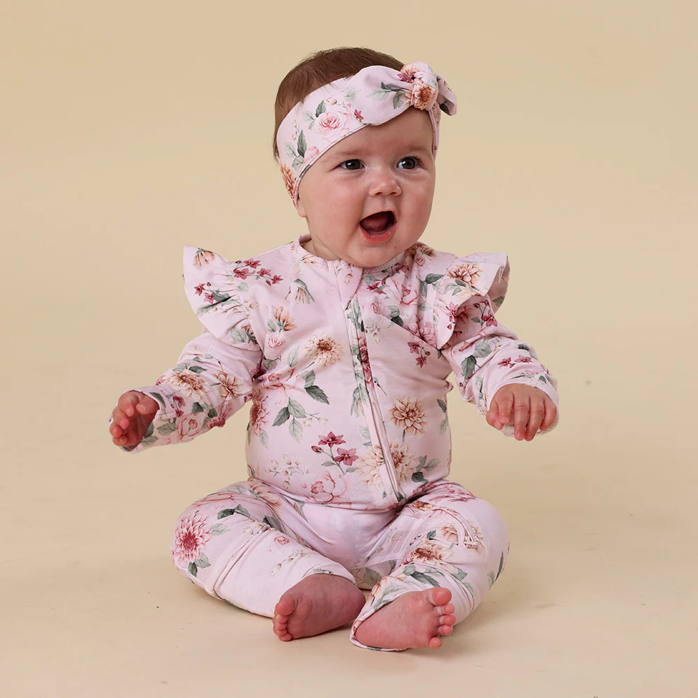 Birds & Blooms Organic Snugglesuit Convertible Romper with Frill - Image 10