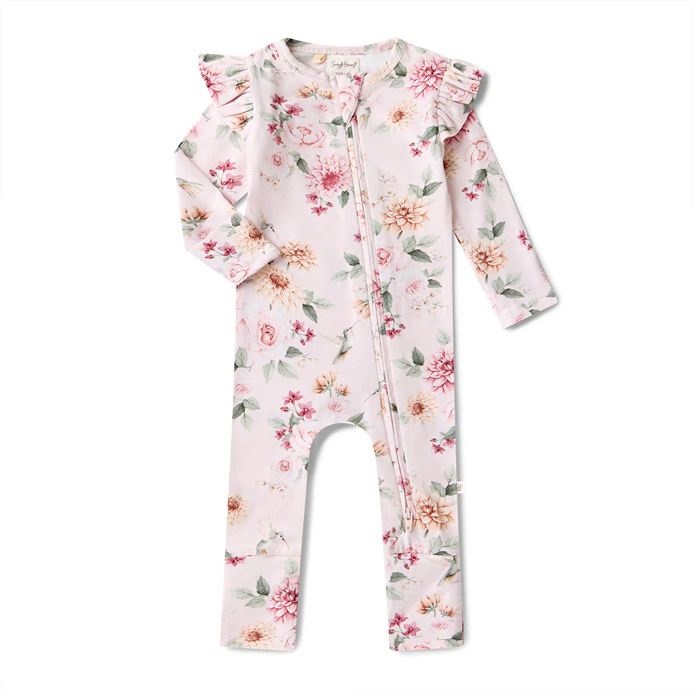 Birds & Blooms Organic Snugglesuit Convertible Romper with Frill - Image 2