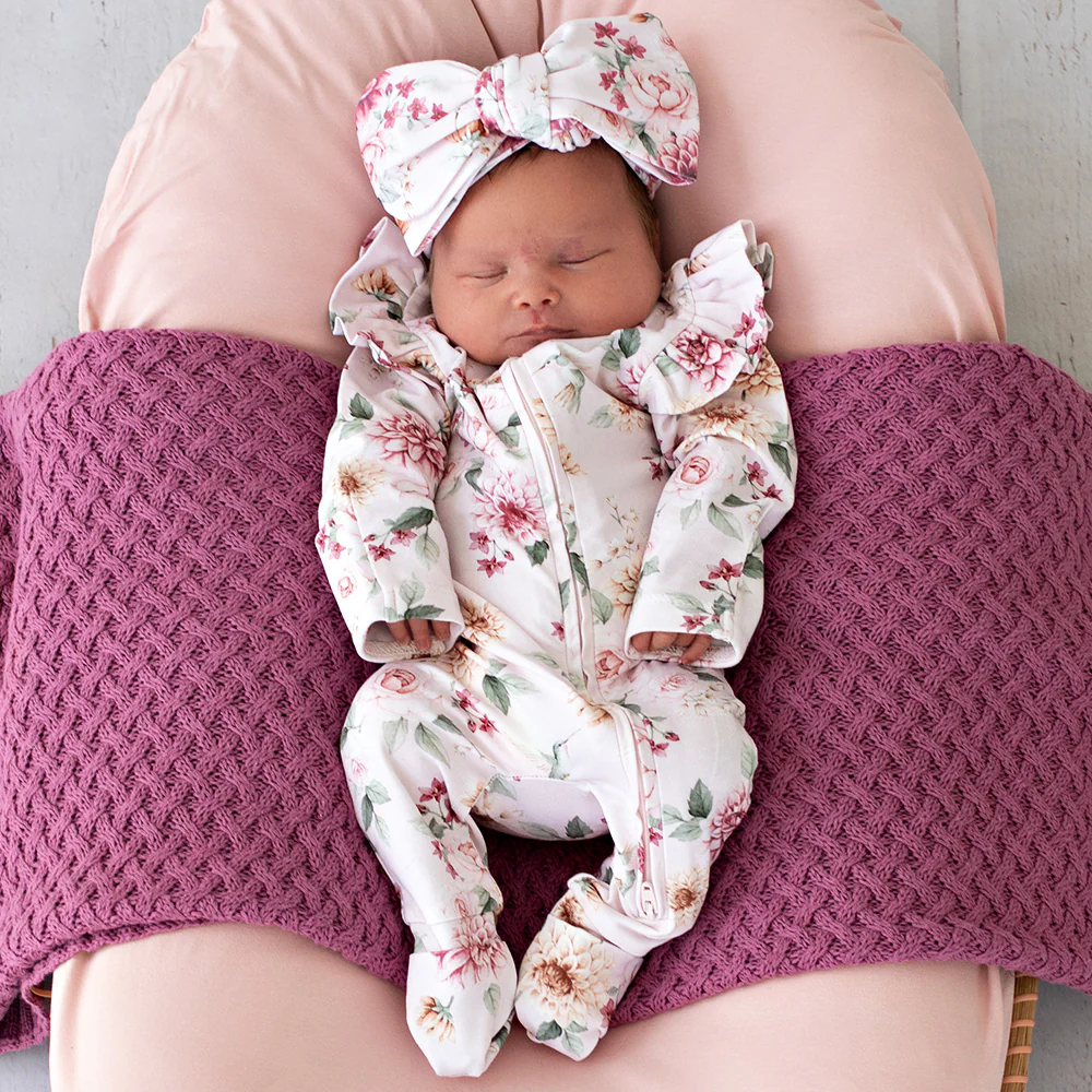 Birds & Blooms Organic Snugglesuit Convertible Romper with Frill - Image 3