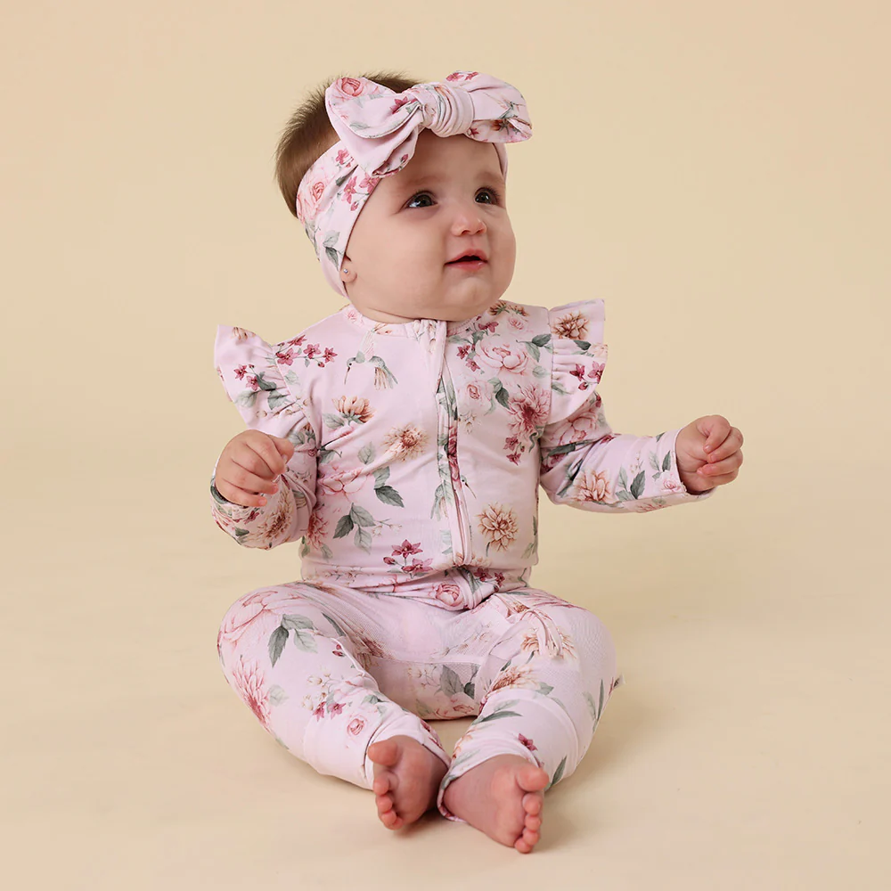 Birds & Blooms Organic Snugglesuit Convertible Romper with Frill - Image 9