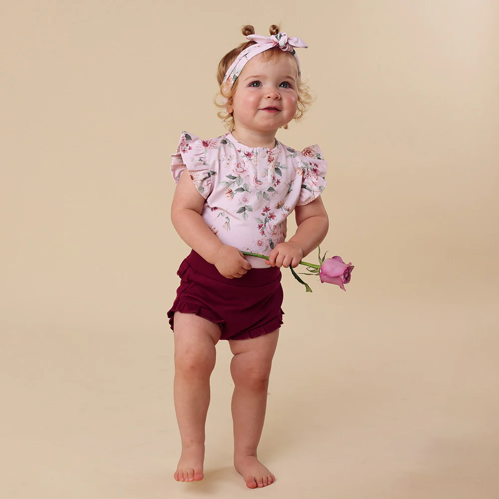 Birds & Blooms Short Sleeve Organic Bodysuit with Frill - Image 10