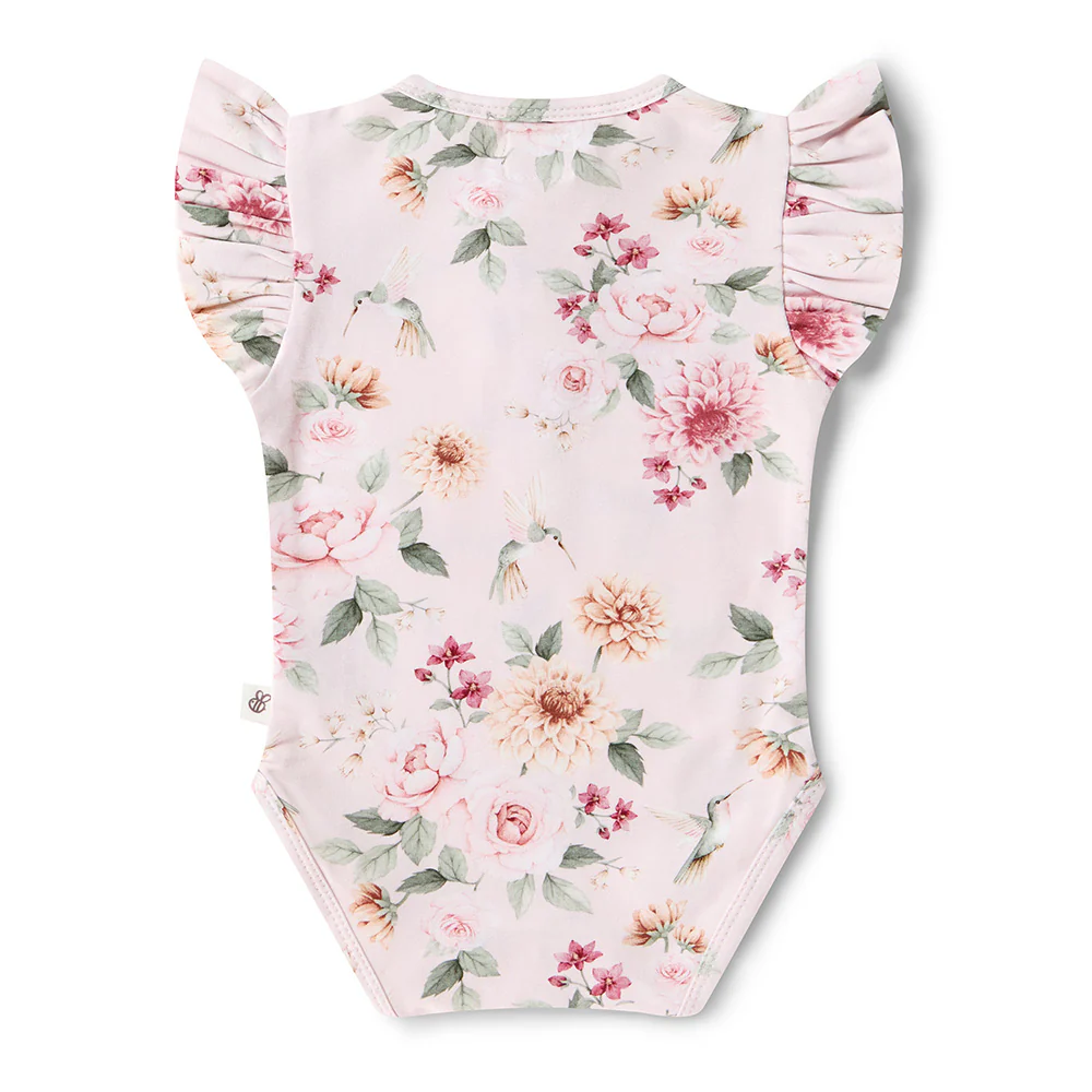 Birds & Blooms Short Sleeve Organic Bodysuit with Frill - Image 12