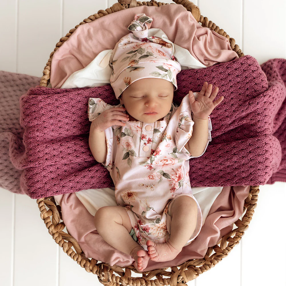 Birds & Blooms Short Sleeve Organic Bodysuit with Frill - Image 3