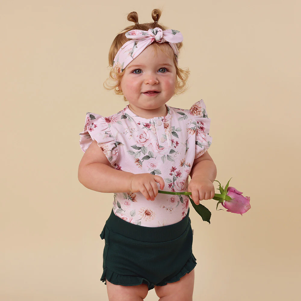 Birds & Blooms Short Sleeve Organic Bodysuit with Frill - Image 5