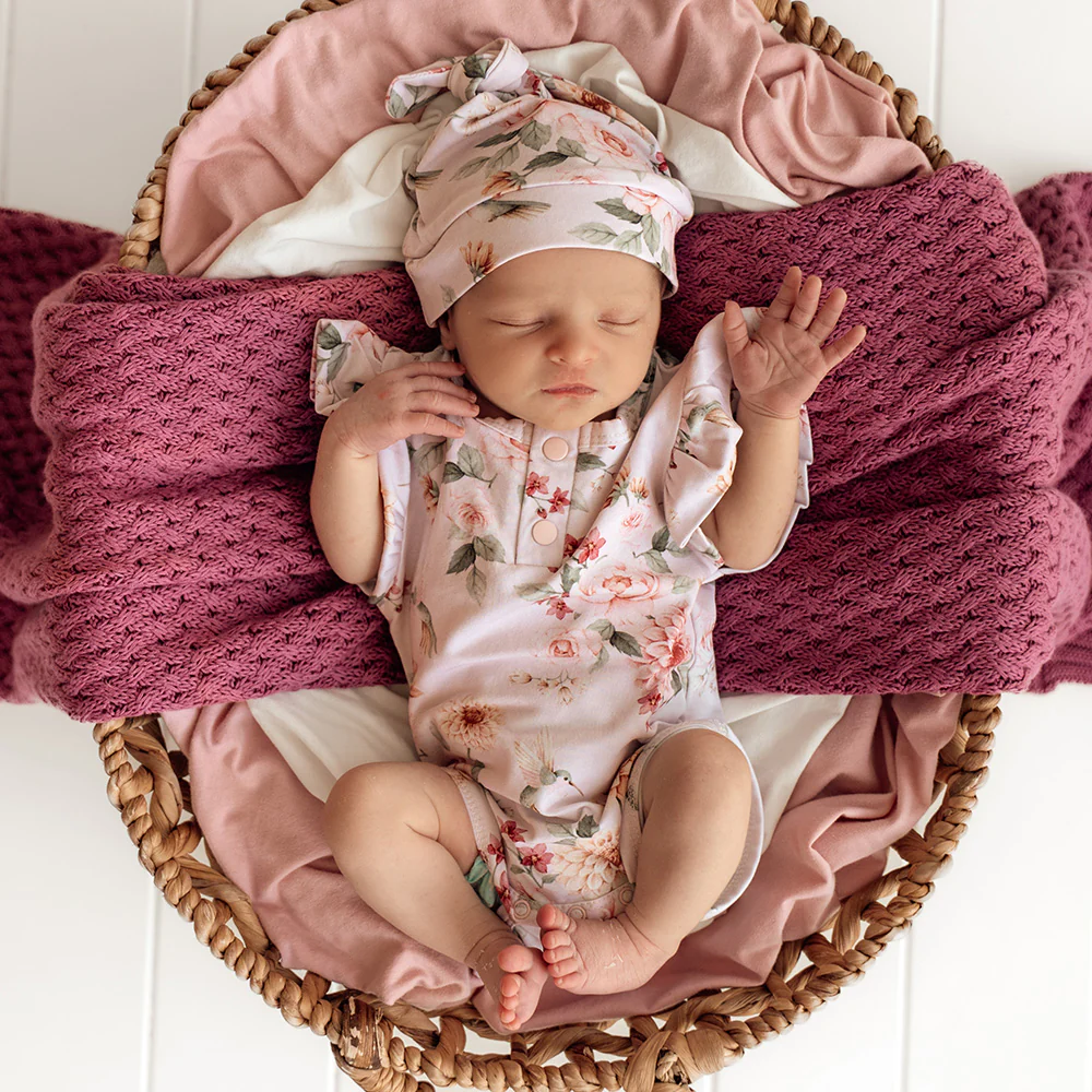 Birds & Blooms Short Sleeve Organic Bodysuit with Frill - Image 7