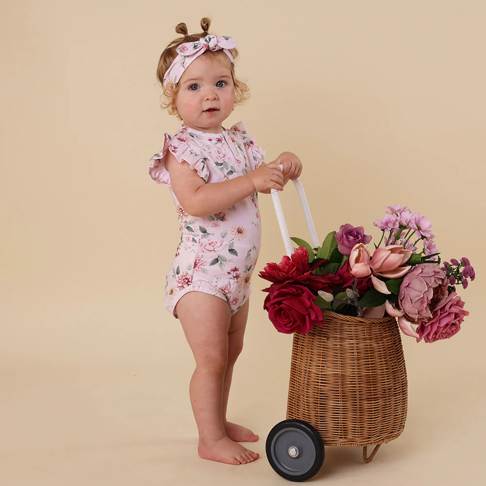 Birds & Blooms Short Sleeve Organic Bodysuit with Frill - Image 9