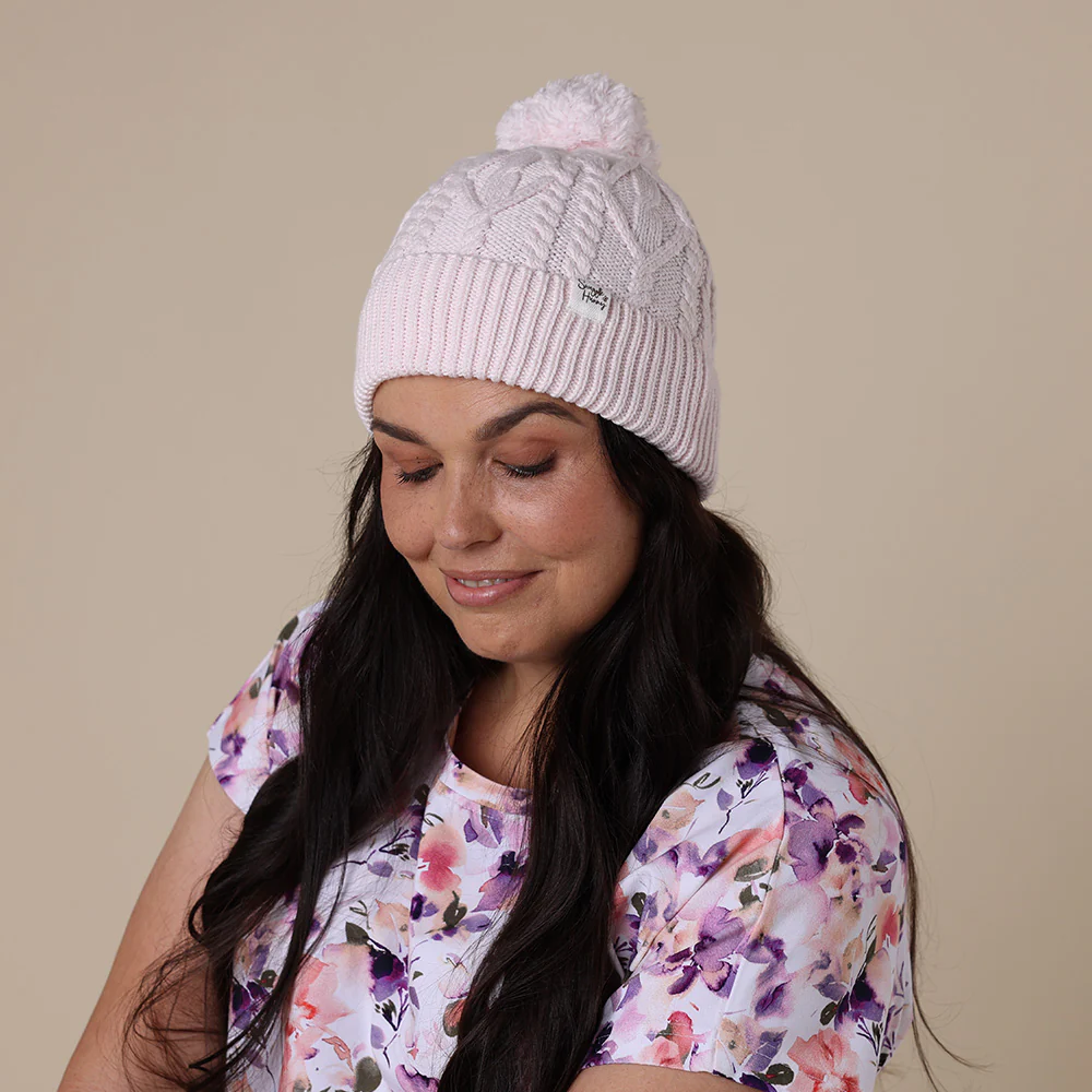 Blush Pink Organic Adult Knit Beanie - Image 3