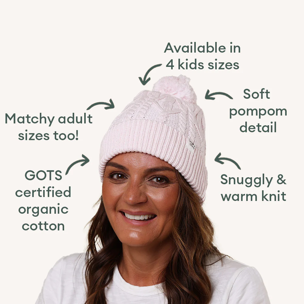 Blush Pink Organic Adult Knit Beanie - Image 4