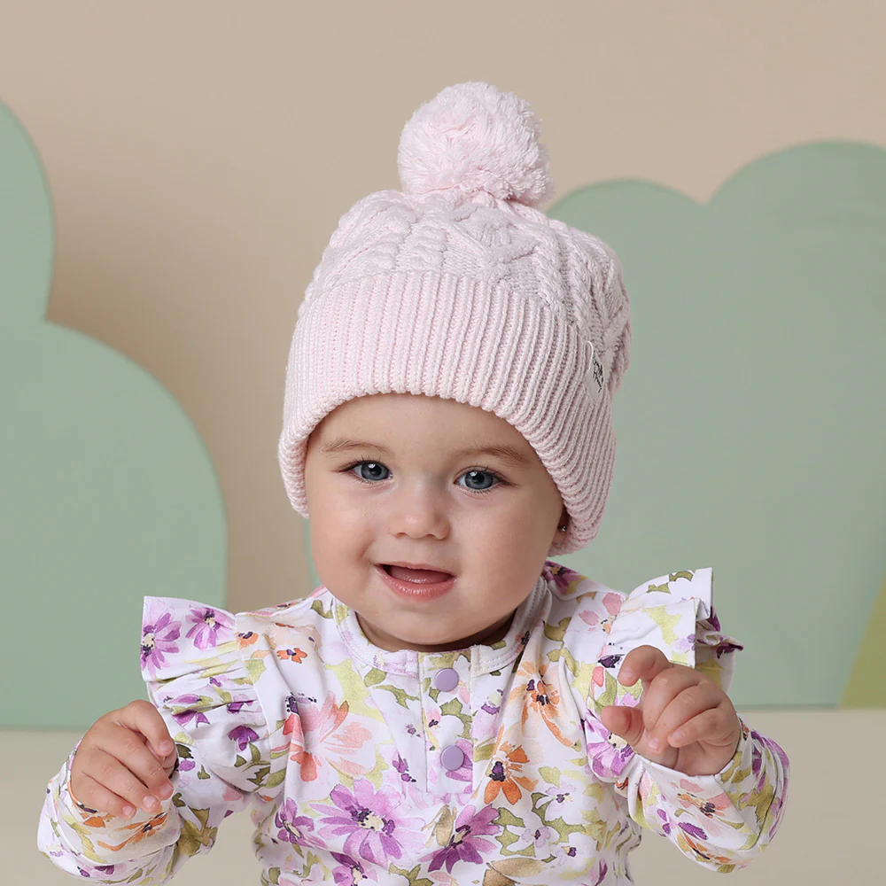 Blush Pink Organic Baby Knit Beanie - Image 3
