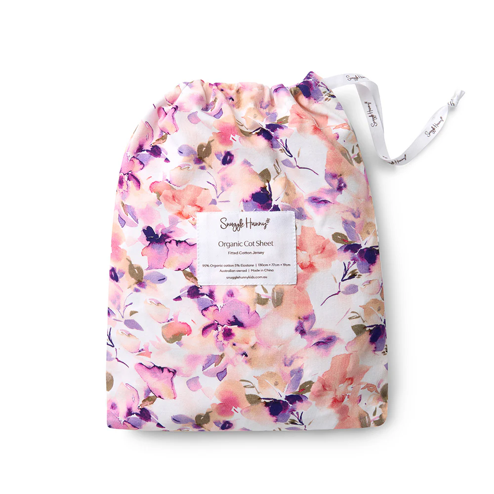 Blushing Beauty Organic Fitted Cot Sheet - Image 2