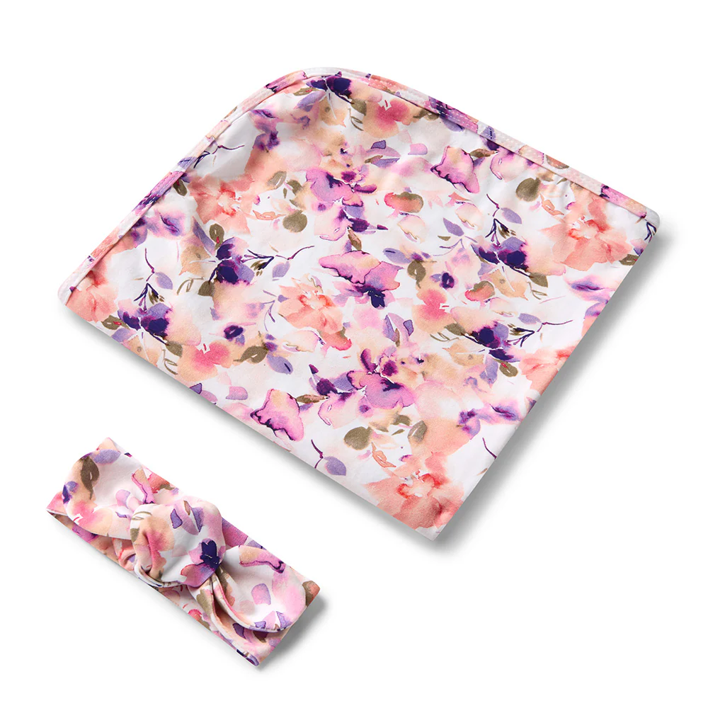 Blushing Beauty Organic Jersey Wrap & Topknot Set - Image 2
