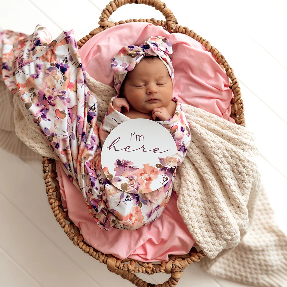 Blushing Beauty Organic Jersey Wrap & Topknot Set - Image 3