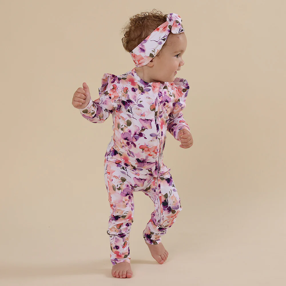 Blushing Beauty Organic Snugglesuit Convertible Romper with Frill - Image 11