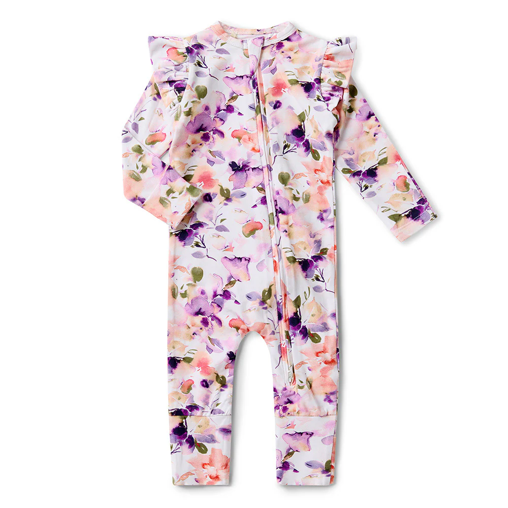 Blushing Beauty Organic Snugglesuit Convertible Romper with Frill - Image 2