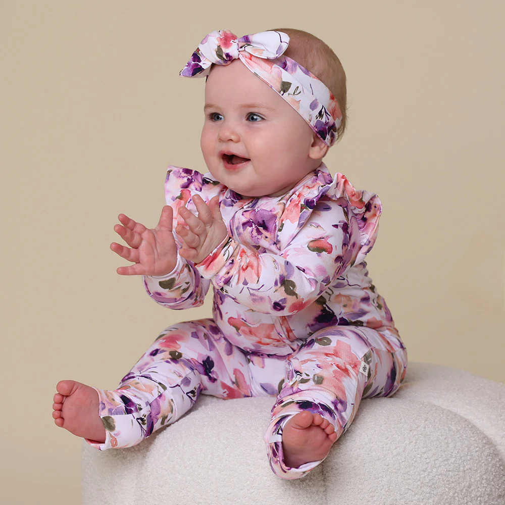 Blushing Beauty Organic Snugglesuit Convertible Romper with Frill - Image 3