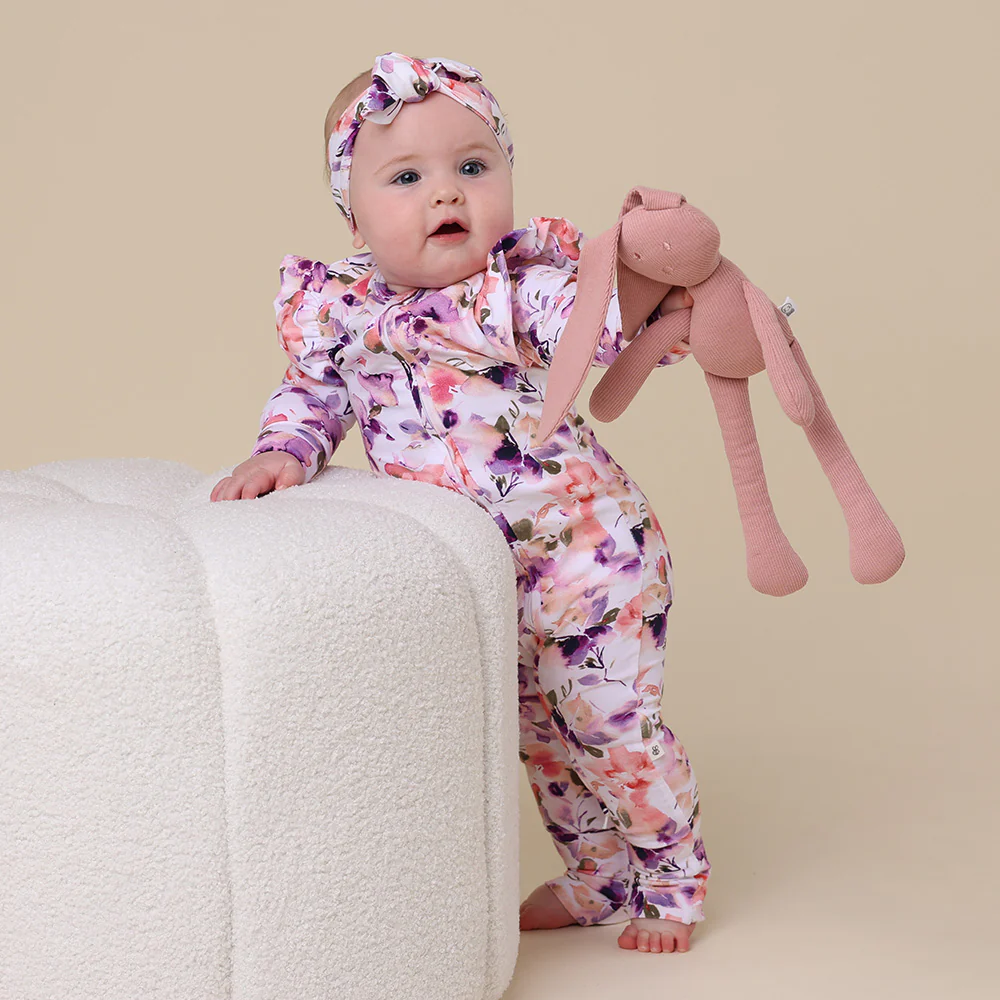 Blushing Beauty Organic Snugglesuit Convertible Romper with Frill - Image 7
