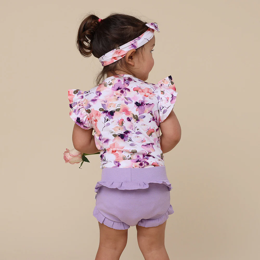 Blushing Beauty Short Sleeve Organic Bodysuit with Frill - Image 10