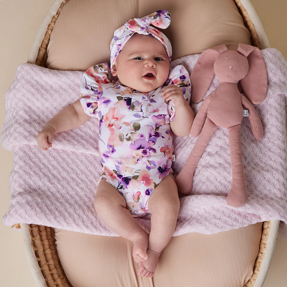 Blushing Beauty Short Sleeve Organic Bodysuit with Frill - Image 11