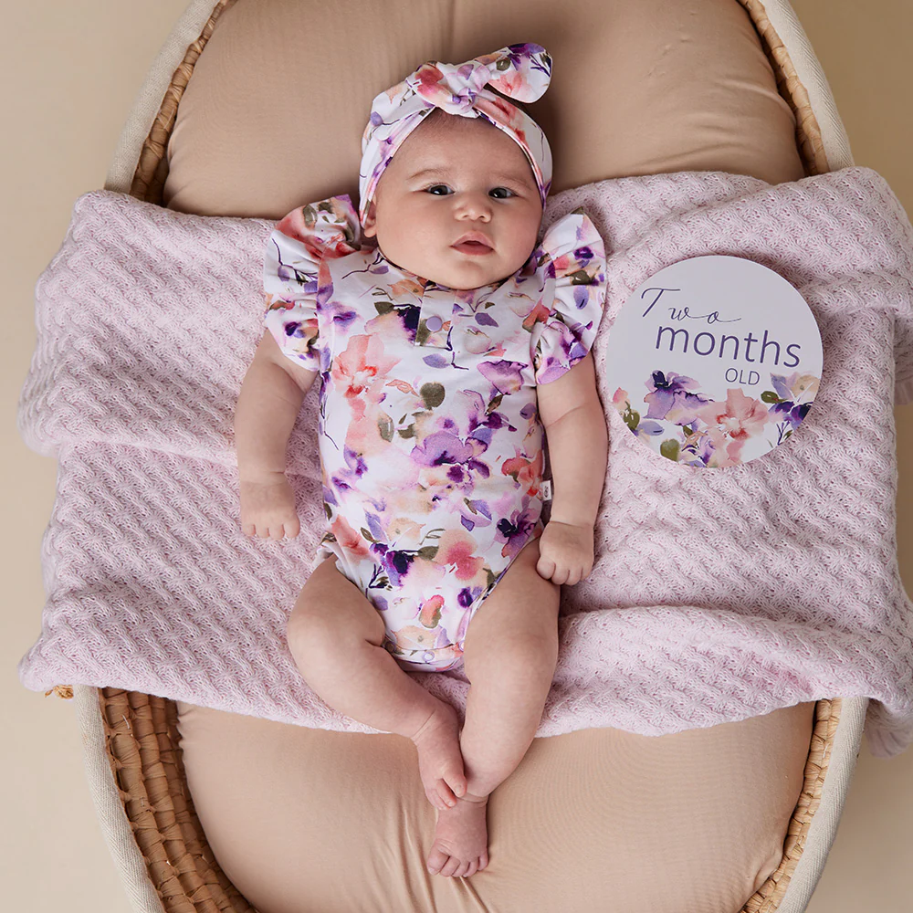 Blushing Beauty Short Sleeve Organic Bodysuit with Frill - Image 3