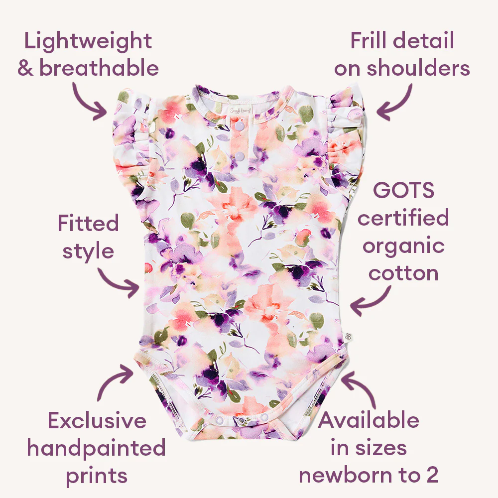 Blushing Beauty Short Sleeve Organic Bodysuit with Frill - Image 5