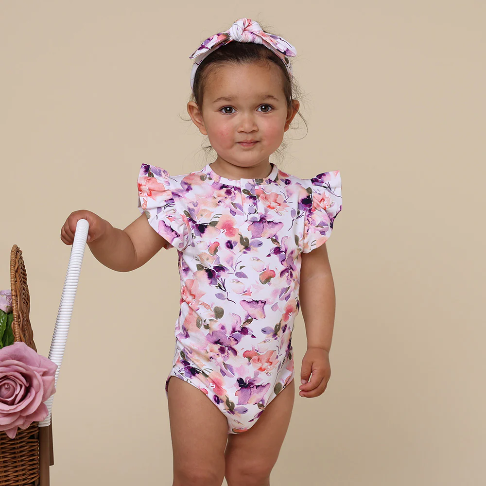 Blushing Beauty Short Sleeve Organic Bodysuit with Frill - Image 8