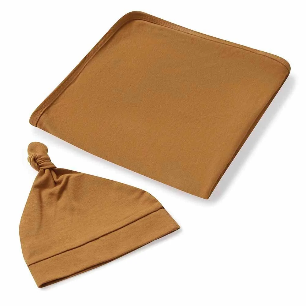 Bronze Organic Jersey Wrap & Beanie Set - Image 2